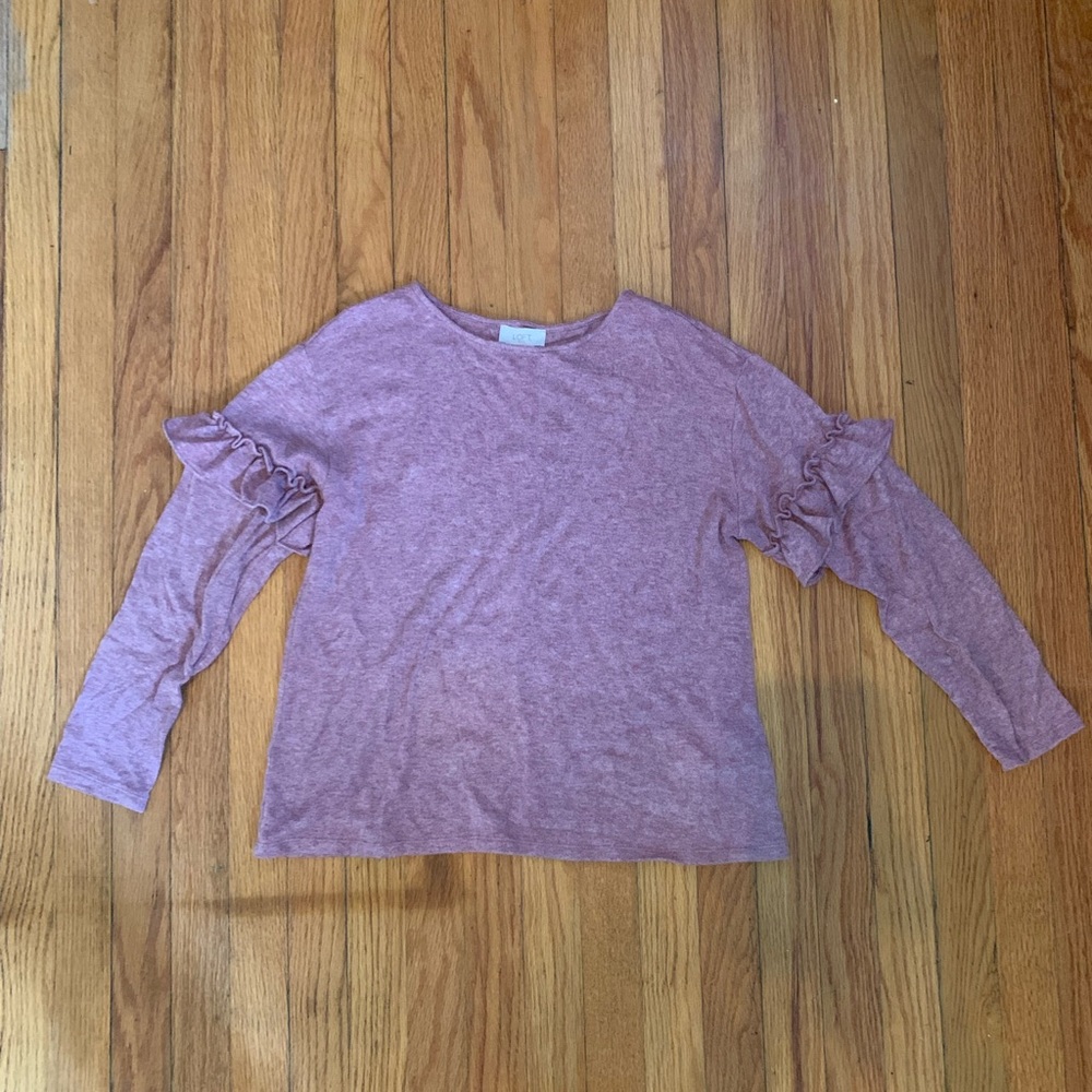 LOFT Outlet Women’s long sleeve light sweater shirt in purple, Medium